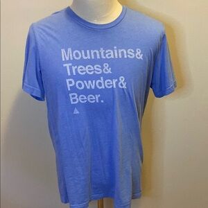 Blue Short Sleeve Tee with Mountain Lifestyle Graphic